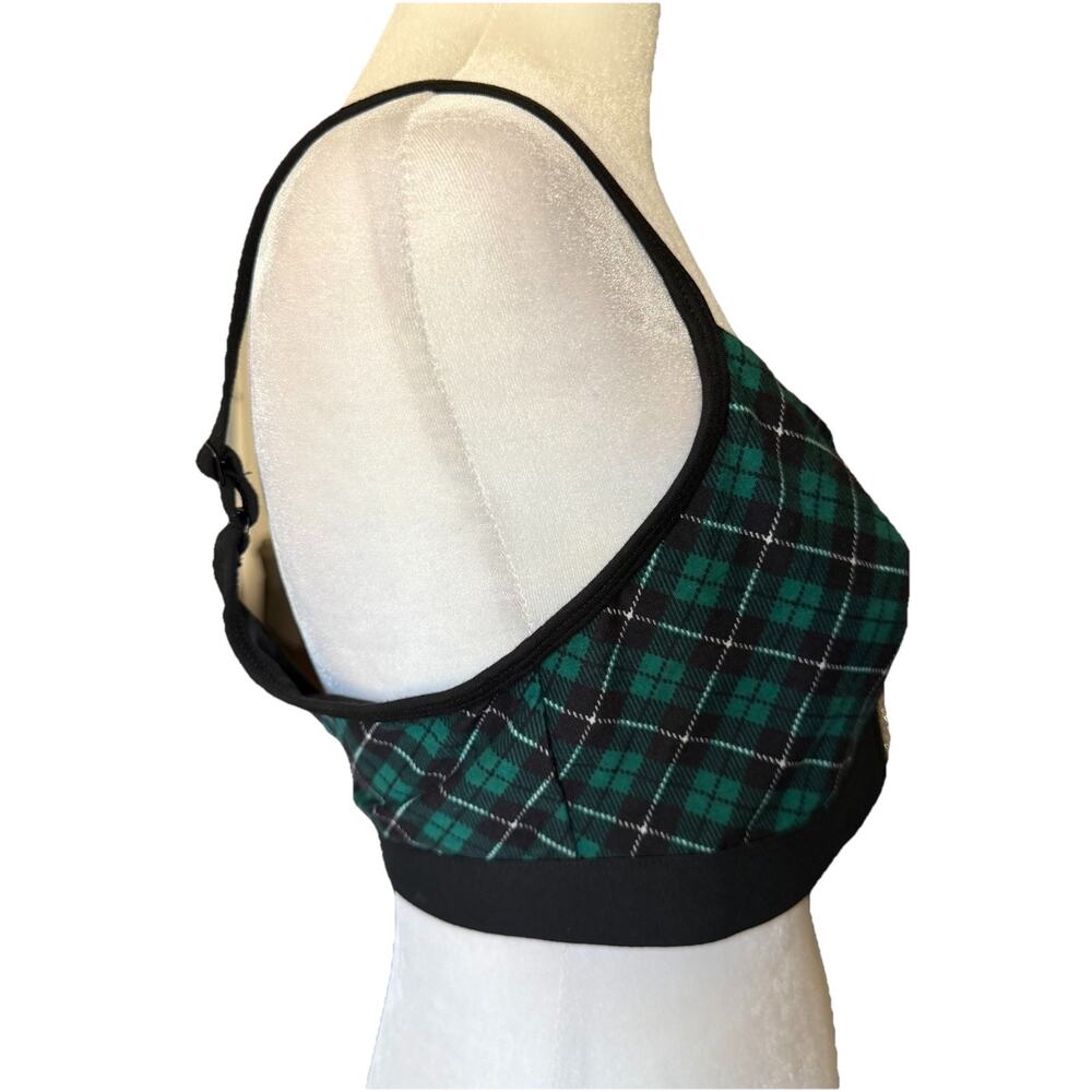 NWT Victoria's Secret Womens Large Unlined Bralette Open Back Green Black Plaid - Picture 6 of 8